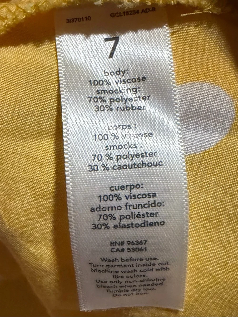 OshKosh B'gosh Yellow Polka Dot Smocked Sundress Girls 6/7